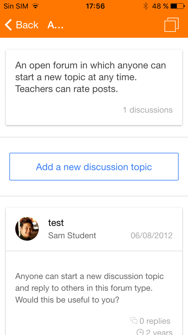 Option for adding new discussions
